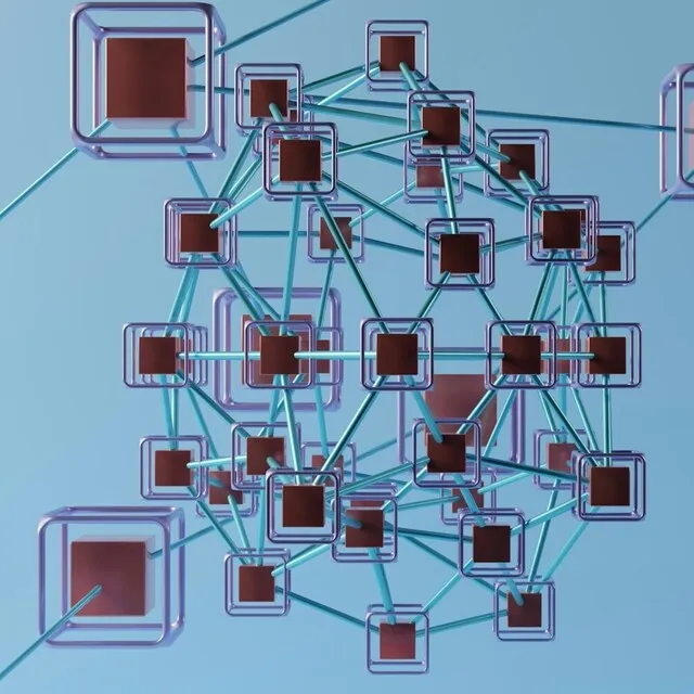 Cubos conectados representando integração de sistemas