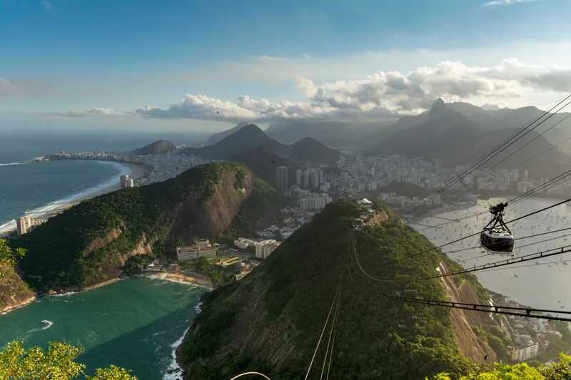 Vista dos tereféricos do Pão de Açúcar no Rio de Janeiro